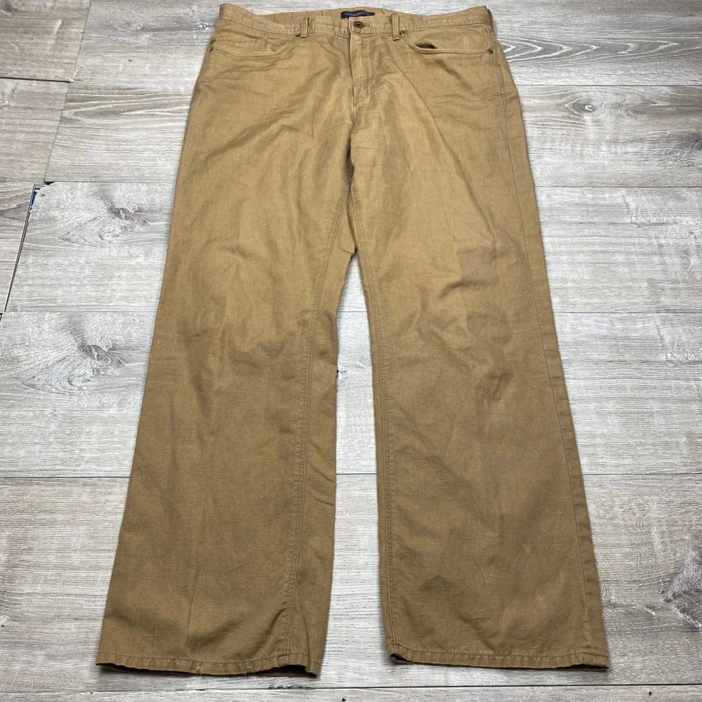 Banana Republic Pants Mens 35x30 Brown Cotton Linen Straight Fit Casual Summer